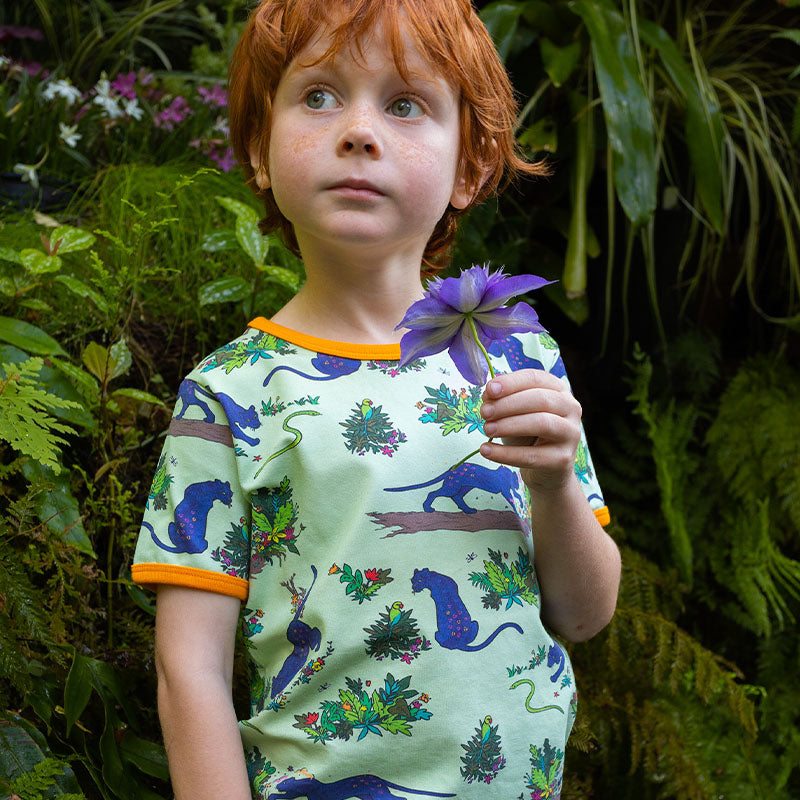 Coddi &amp; Womple Divya the Panther T-Shirt - Paradise Green (Last one! 5y)