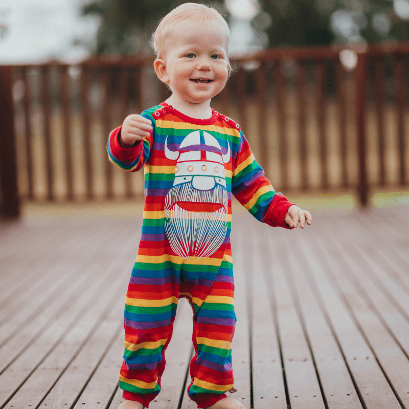 Danefae Erik the Viking Romper Suit - Rainbow Stripes