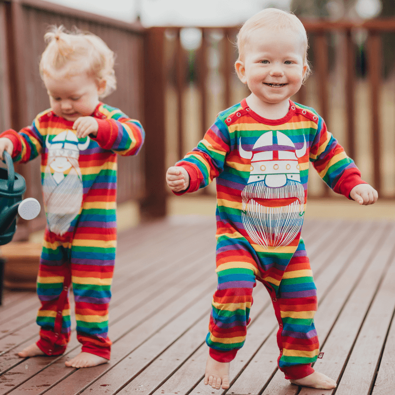 Danefae Freja the Viking Romper Suit - Rainbow Stripes