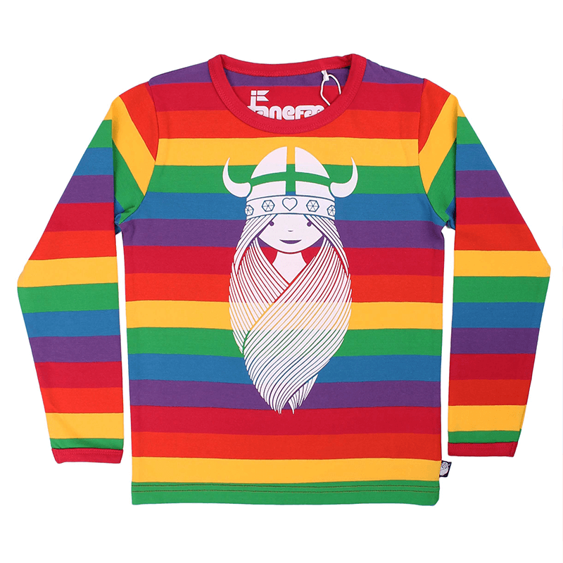 Danefae Freja the Viking Kids Top - Rainbow Stripes - Long Sleeve
