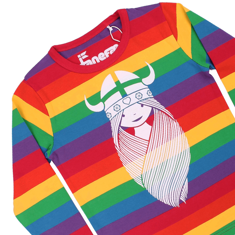 Danefae Freja the Viking Kids Top - Rainbow Stripes - Long Sleeve