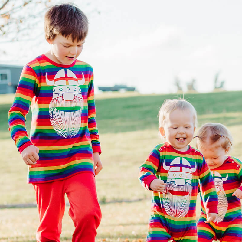 Danefae Erik the Viking Kids Top - Rainbow Stripes - Long Sleeve