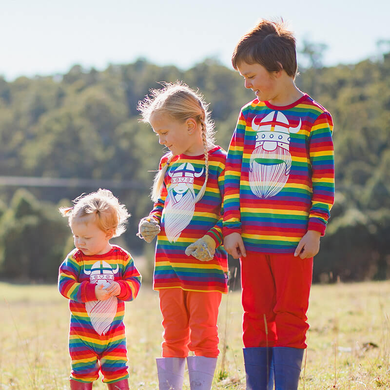 Danefae Erik the Viking Kids Top - Rainbow Stripes - Long Sleeve