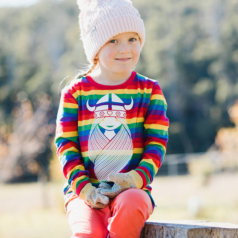 Danefae Freja the Viking Kids Top - Rainbow Stripes - Long Sleeve