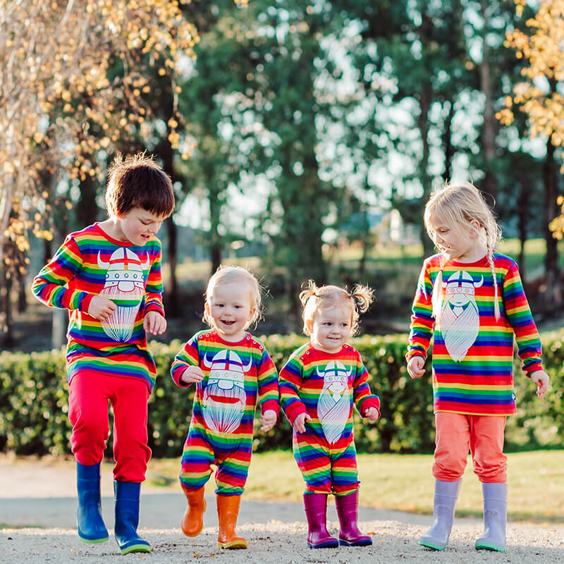 Danefae Freja the Viking Kids Top - Rainbow Stripes - Long Sleeve