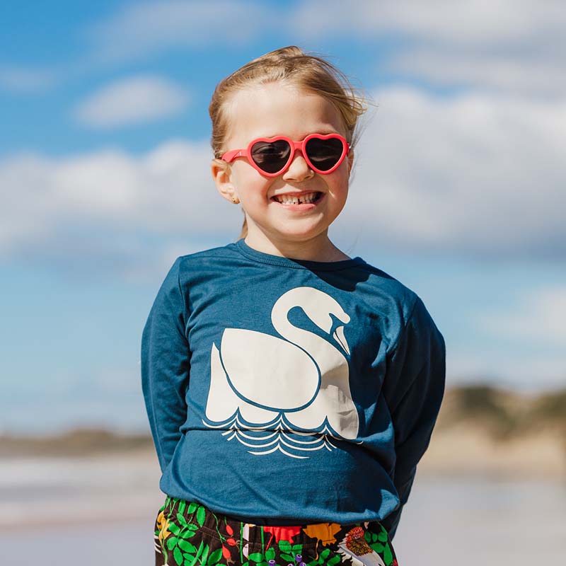 Danefae Kids Swan Top - Dusty Navy Blue - Long Sleeve (Only 2 left! 4y, 5y)