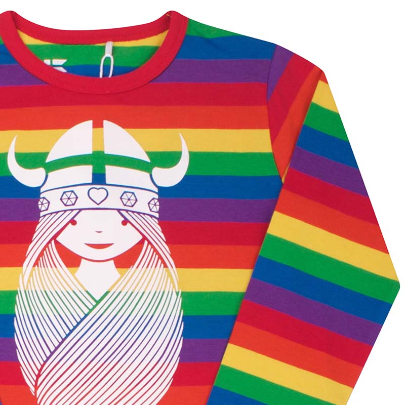 -20% off- Danefae Freja the Viking A-Line Dress - Rainbow Stripes - Long Sleeve (3-4, 8-9y)