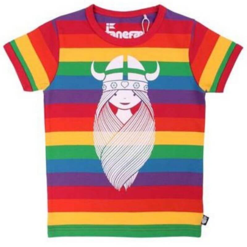 Danefae Freja the Viking Pride Kids T-Shirt - Rainbow Stripes