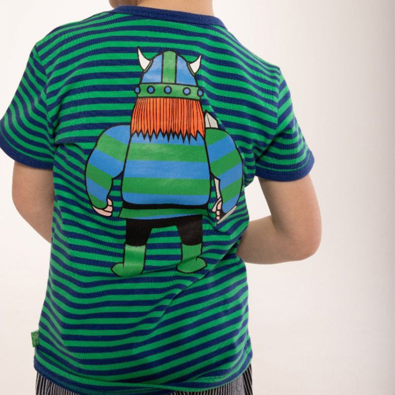 Danefae Erik the Viking Stripe T-Shirt - Green/Royal Blue