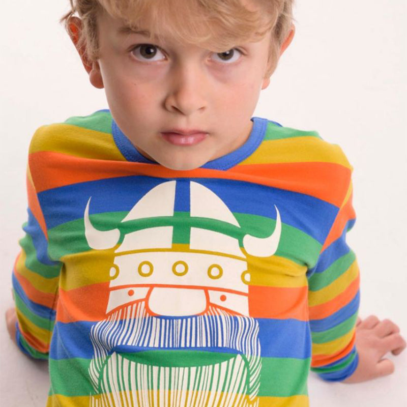 Danefae Organic Erik the Viking Kids Top - Joker Rainbow Stripe