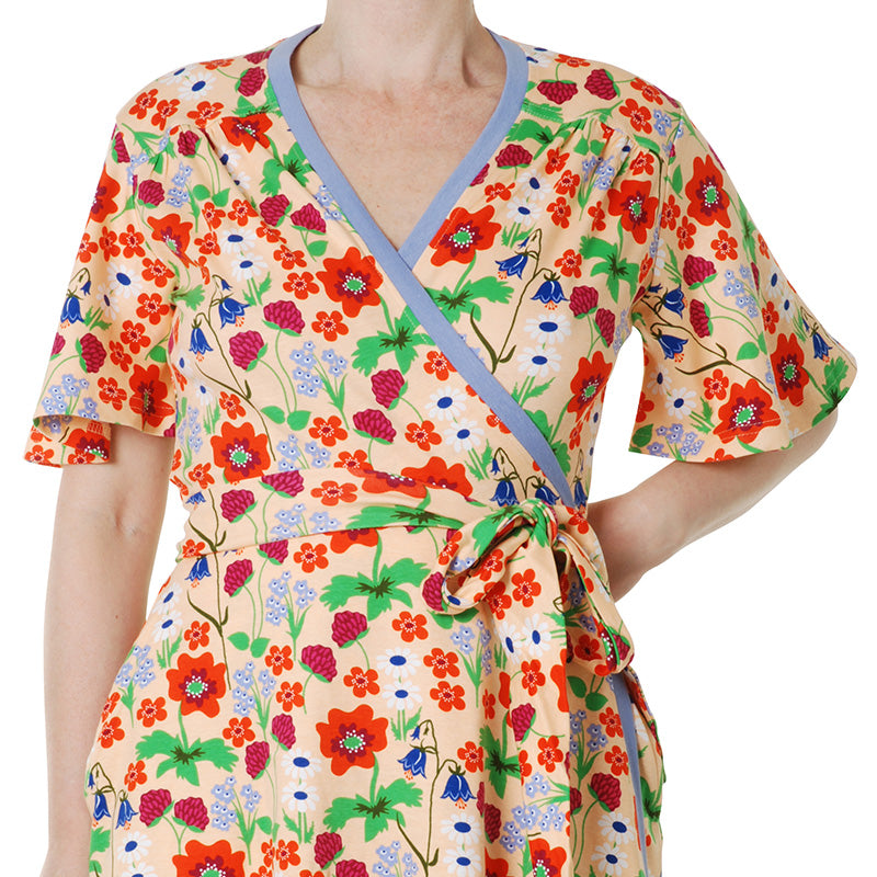-20% off- DUNS Sweden Adult Summer Flowers Wrap Dress - Apricot Cream (Last one! Size S)