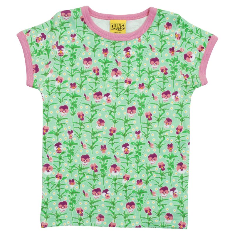 DUNS Sweden Kids Viola Tricolor T-shirt - Spring Bouquet Green