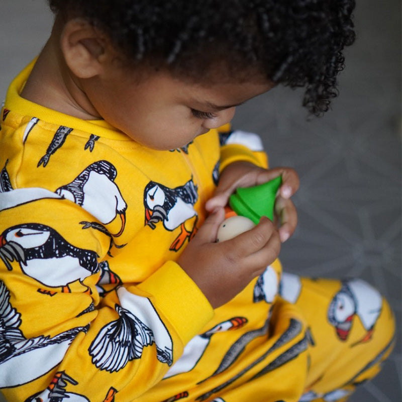 -20% off- DUNS Sweden Puffin Zipsuit - Lemon Yellow - Long Sleeve (Generous Sizing!) Only 2 left! 5-6 & 7-8y