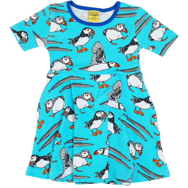 -40% off- DUNS Sweden Puffin Skater Dress - Short Sleeve - Blue Atoll (Generous sizing) 1-2, 10-12y
