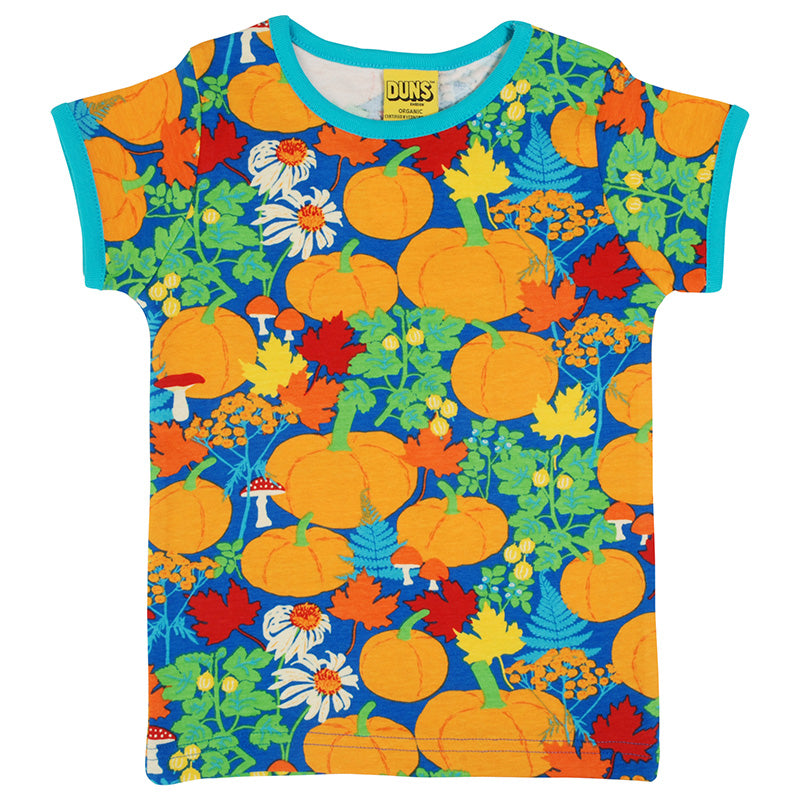 DUNS Sweden Kids Autumn Garden with Pumpkins T-shirt - Blue