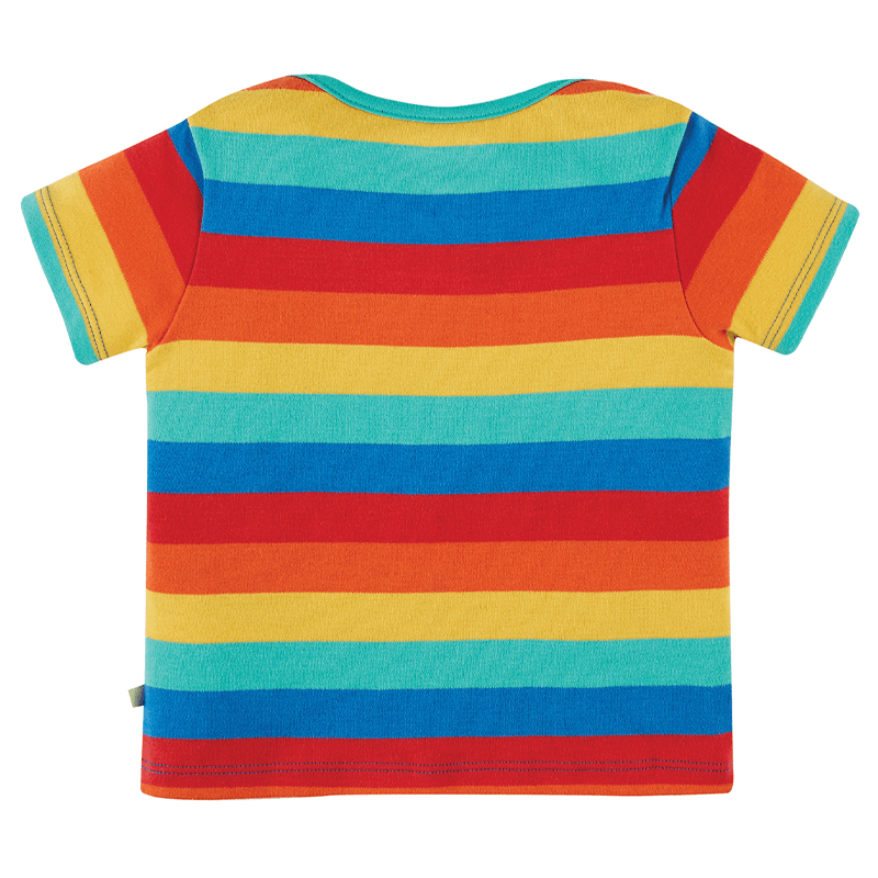 Frugi Bobster Sun Cloud Applique T-shirt - Rainbow Stripe