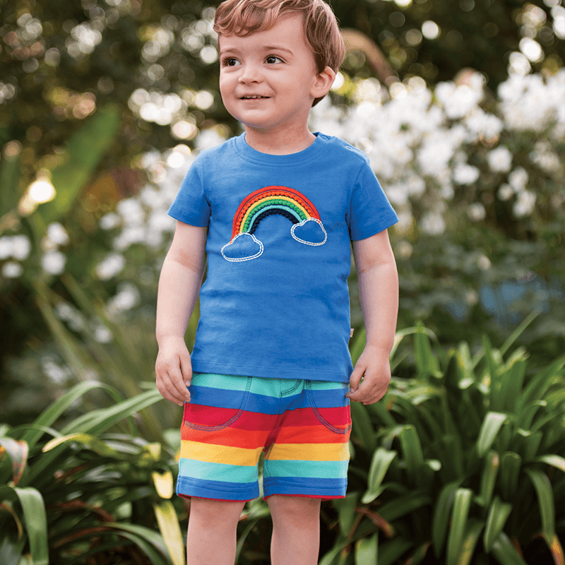 Frugi Little Stripy Shorts - Rainbow Stripe