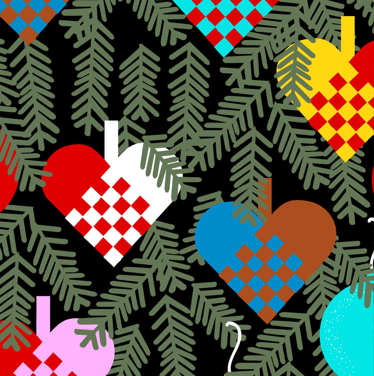 DUNS Sweden Kids Christmas Hearts T-shirt (Only 2 left! 1-2y)