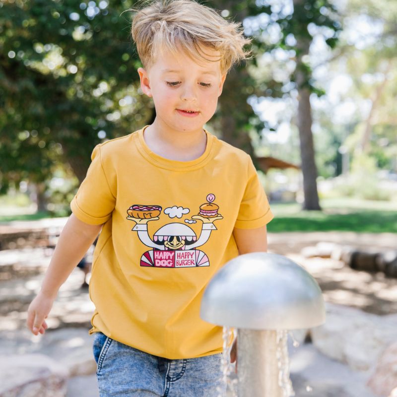 Jelly Alligator Kids So Hungry Logo T-Shirt - Gold