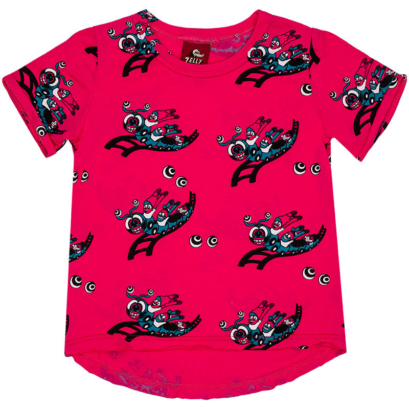 -40% off- Jelly Alligator Kids Rollercoaster T-Shirt - Hot Fuchsia Pink (Only 2 left! 1-2 & 2-3y)