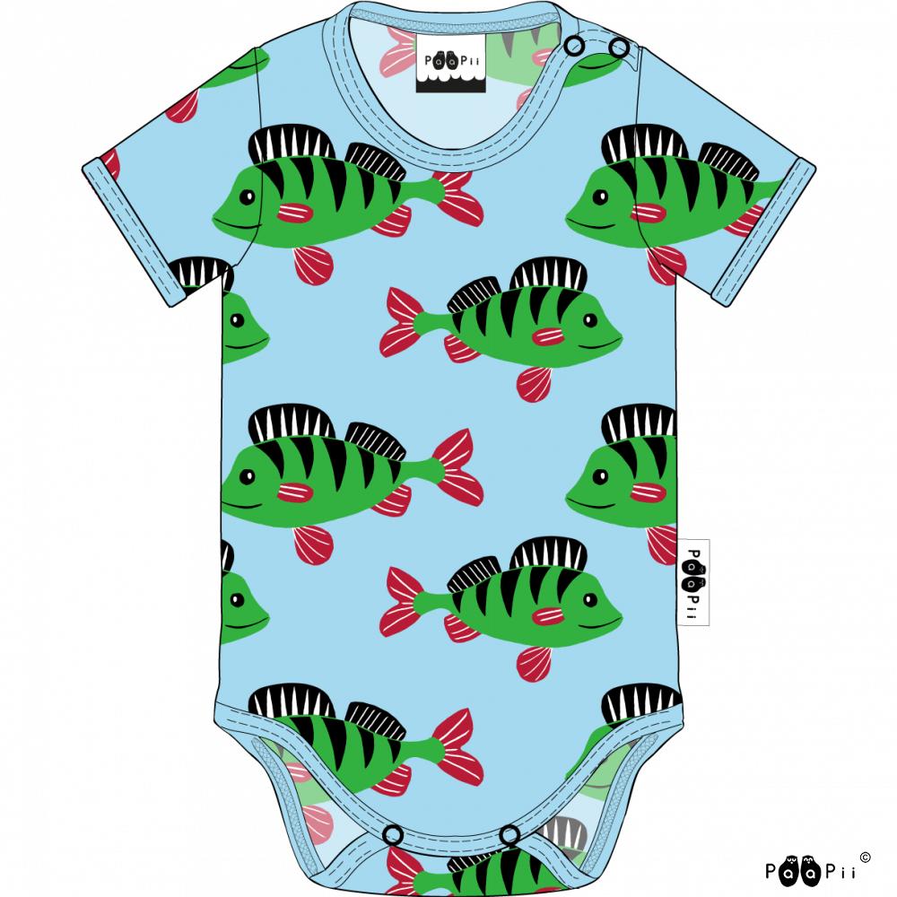 PaaPii Perch Bodysuit - Short Sleeve - Light Blue (Last one! 3-6m)