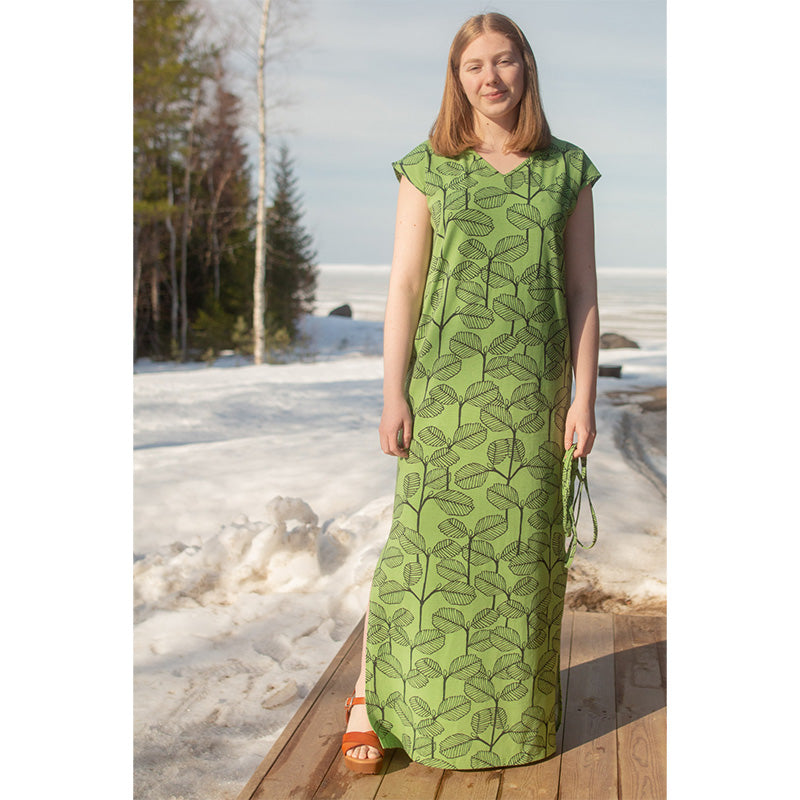 PaaPii Adult Iiris Alder Dress - Short Sleeve - Forest Green