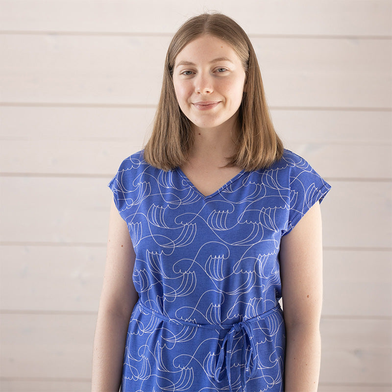 PaaPii Adult Iiris Storm Dress - Short Sleeve - Blue