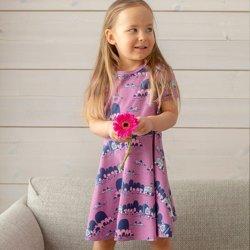 PaaPii Archipelago Twirly Dress - Short Sleeve - Lilac Purple (Last one! 2-3y)
