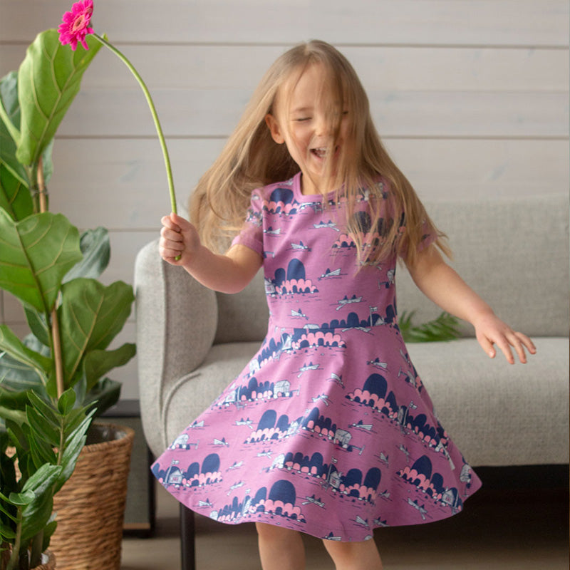 PaaPii Archipelago Twirly Dress - Short Sleeve - Lilac Purple (Last one! 2-3y)