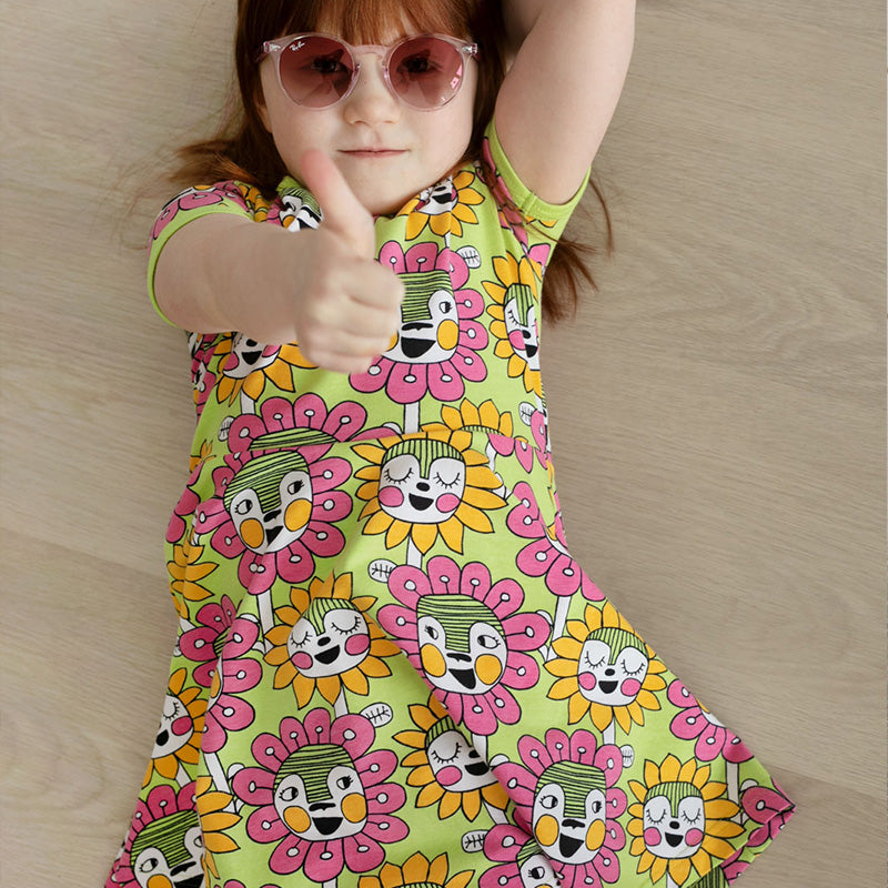 PaaPii Bloomination Twirly Dress - Short Sleeve - Apple Green