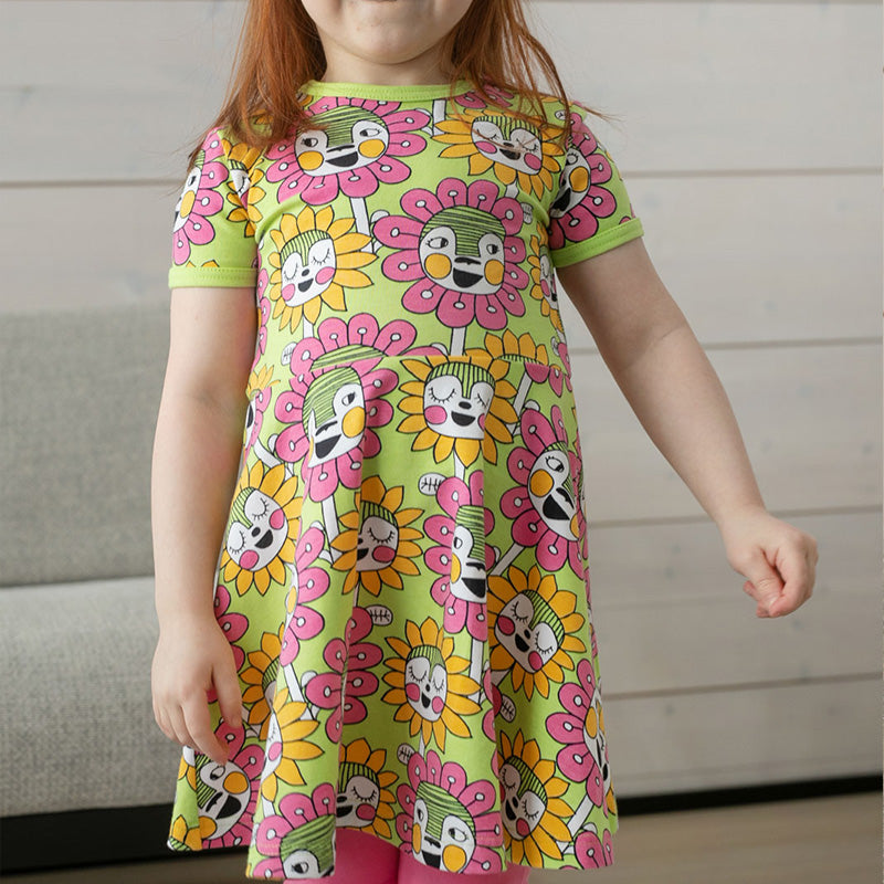 PaaPii Bloomination Twirly Dress - Short Sleeve - Apple Green