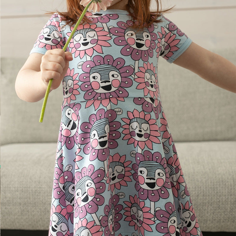 PaaPii Bloomination Twirly Dress - Short Sleeve - Light Blue