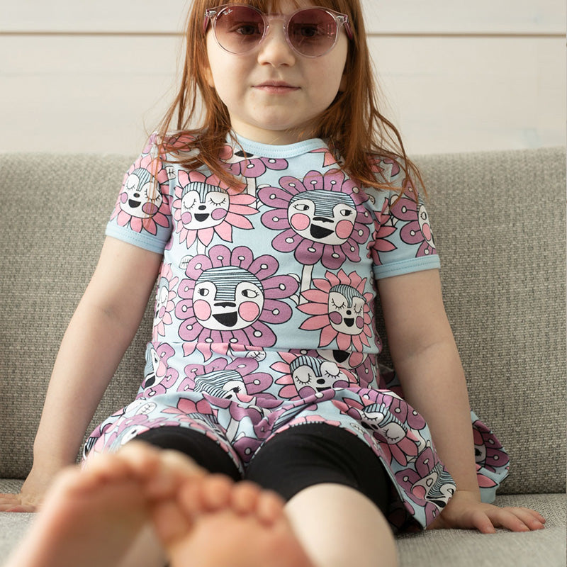 PaaPii Bloomination Twirly Dress - Short Sleeve - Light Blue