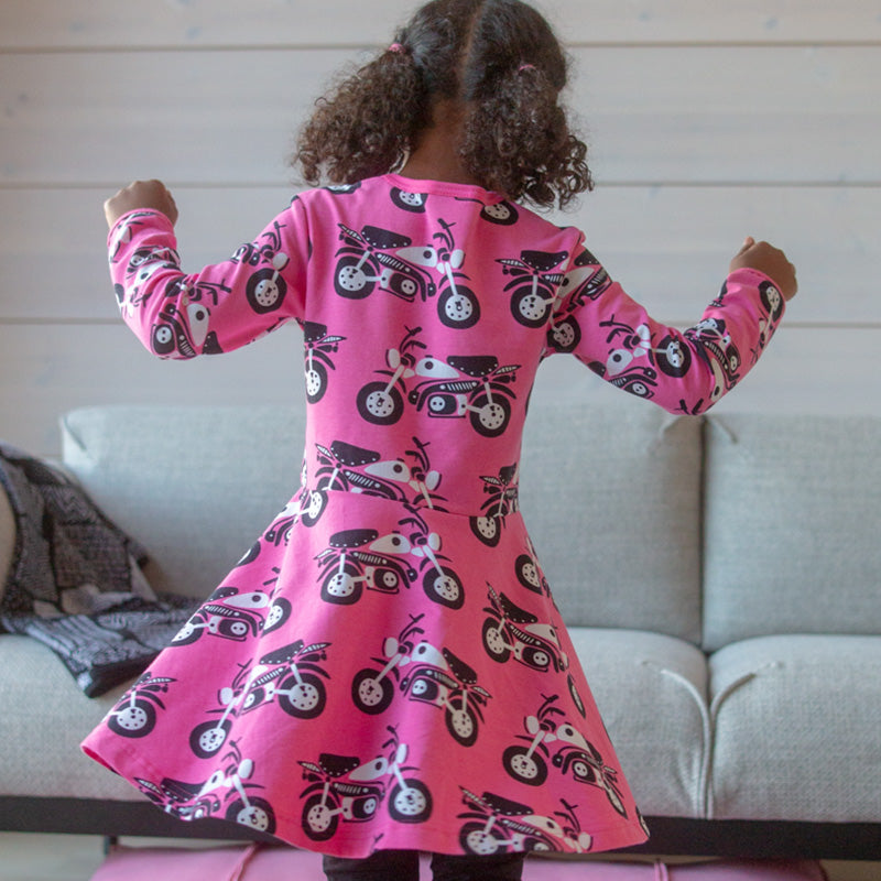 -20% off- PaaPii Moped Twirly Dress - Long Sleeve - Pink (Only 2 left! 3-4y)