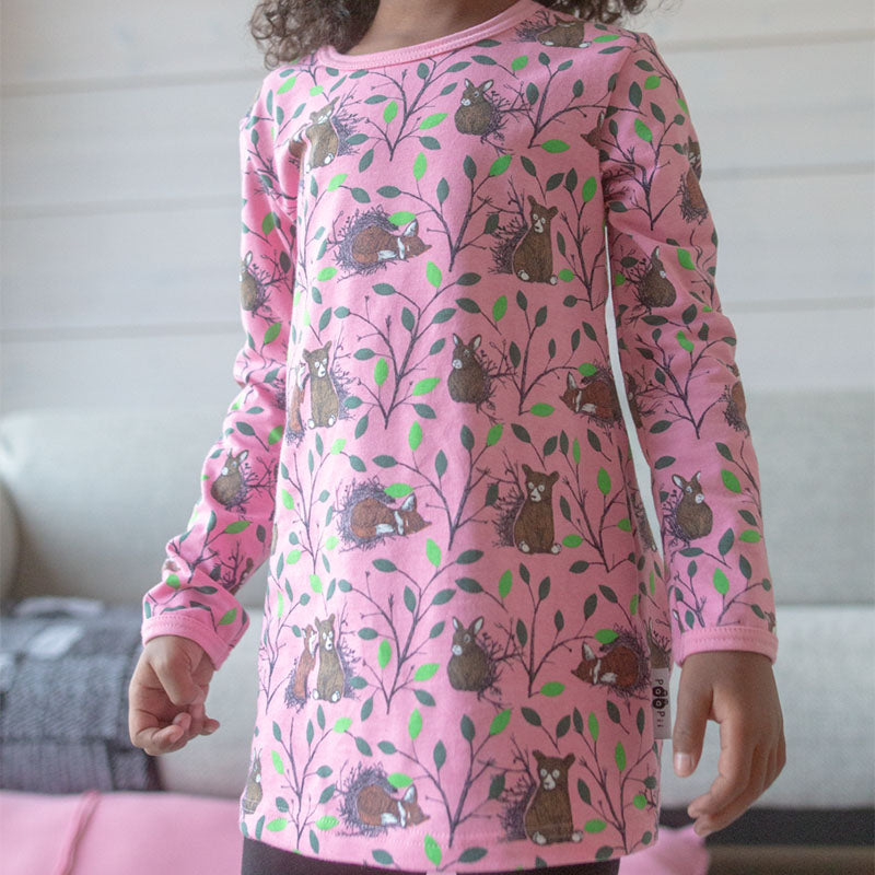 PaaPii Morning Tunic Top - Light Pink/Green (Last one! 4-5y)