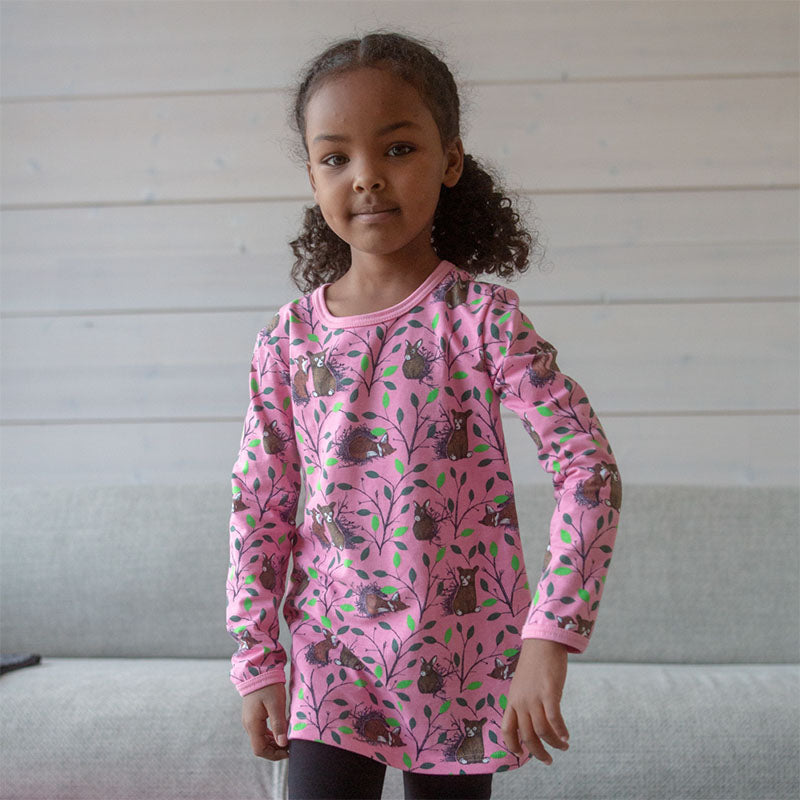 PaaPii Morning Tunic Top - Light Pink/Green (Last one! 4-5y)
