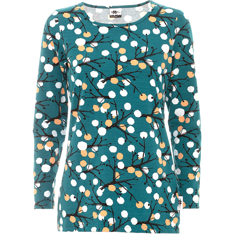 PaaPii Ladies Berry Tree Aava Shirt - Turquoise - Long Sleeve (Last one! 2XL) - FINAL SALE