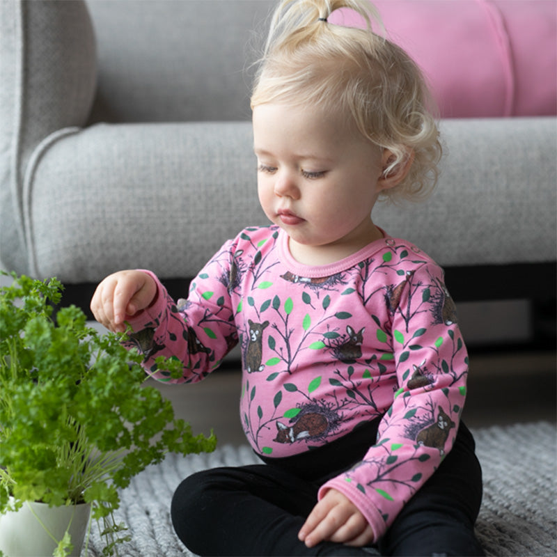 PaaPii Morning Bodysuit - Long Sleeve - Light Pink/Green