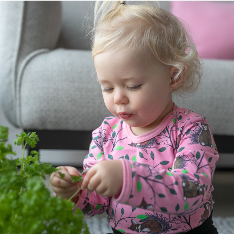 PaaPii Morning Bodysuit - Long Sleeve - Light Pink/Green