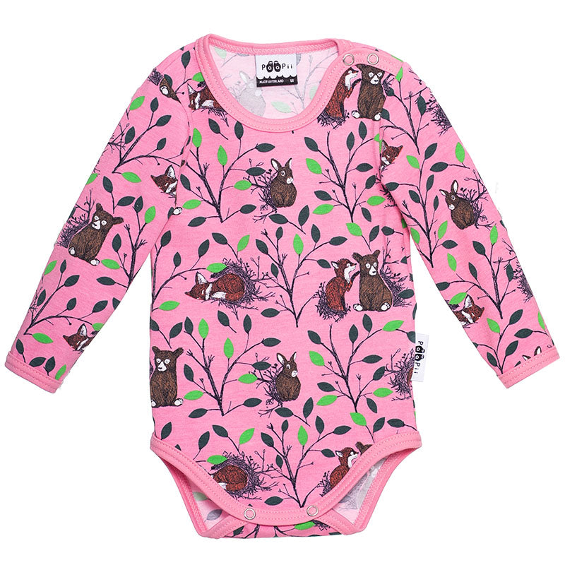 PaaPii Morning Bodysuit - Long Sleeve - Light Pink/Green