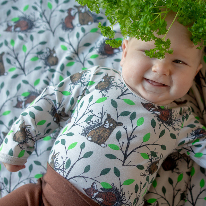 PaaPii Morning Bodysuit - Long Sleeve - Sand/Green