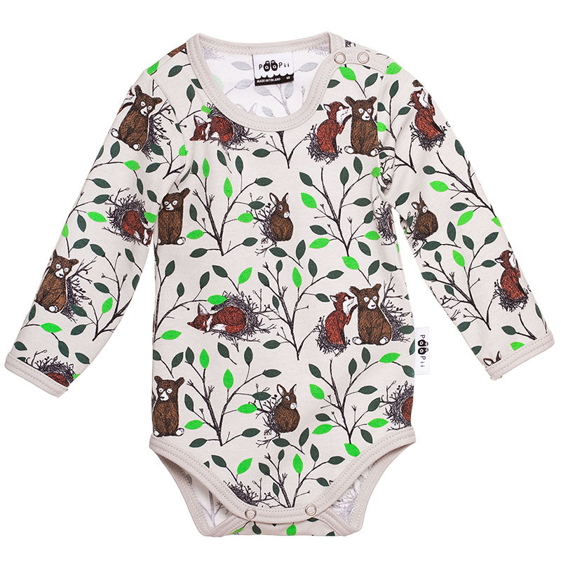 PaaPii Morning Bodysuit - Long Sleeve - Sand/Green