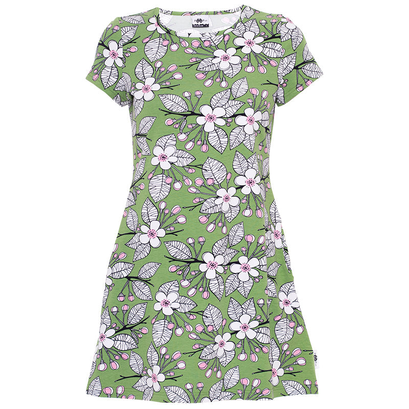 PaaPii Adult Lyyra Tunic - Apple Garden - Forest Green - Short Sleeve
