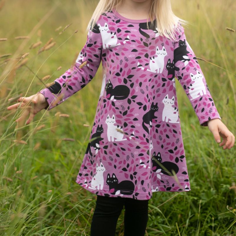 PaaPii Hide and Seek Cats Dress - Long Sleeve - Purple