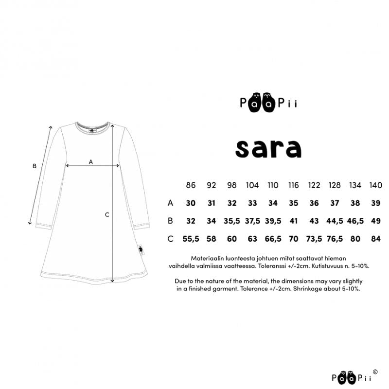 paapii kids sara dress size guide