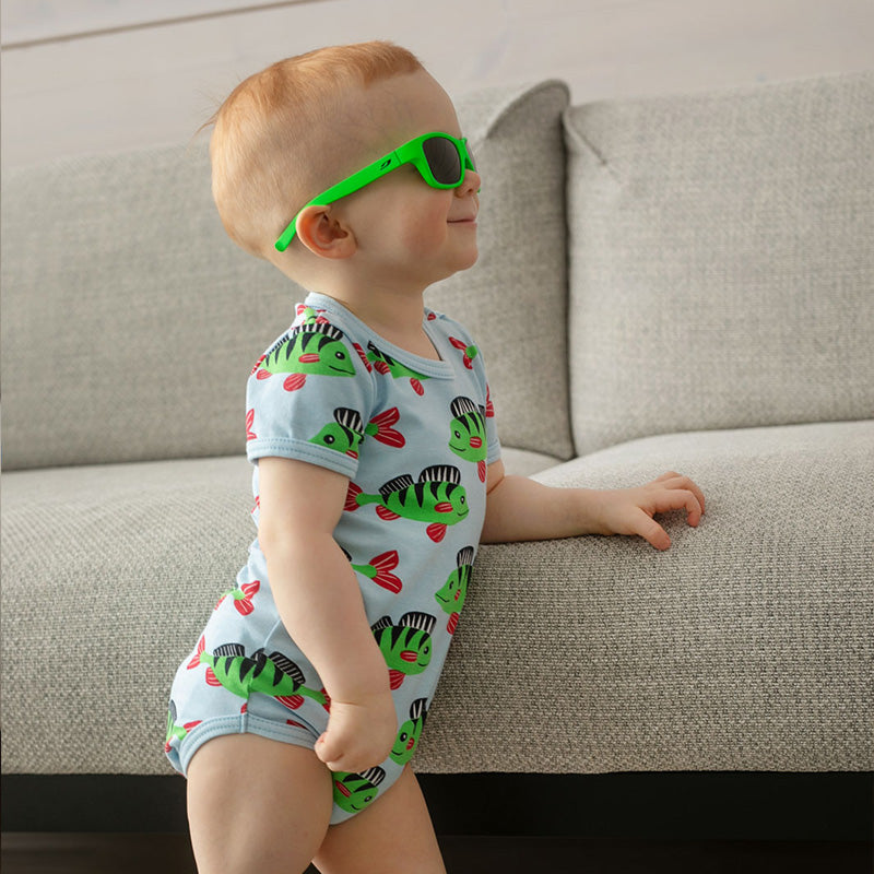 PaaPii Perch Bodysuit - Short Sleeve - Light Blue (Last one! 3-6m)