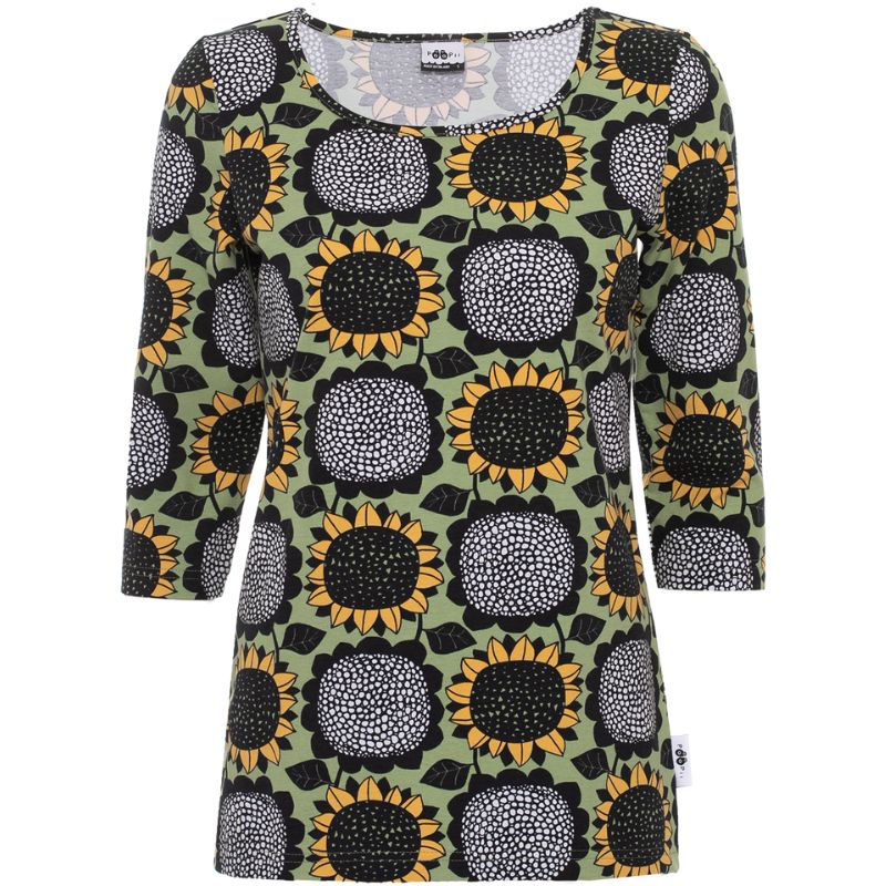 PaaPii Ladies Usva Sunflower Top - Light Green/Ochre