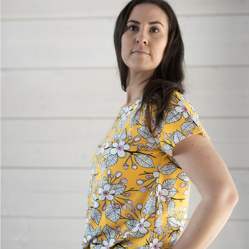 PaaPii Ladies Apple Garden Vuono Shirt - Sun Yellow - Short Sleeve