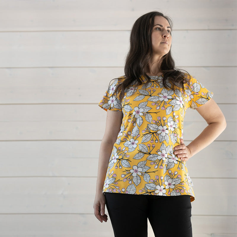 PaaPii Ladies Apple Garden Vuono Shirt - Sun Yellow - Short Sleeve