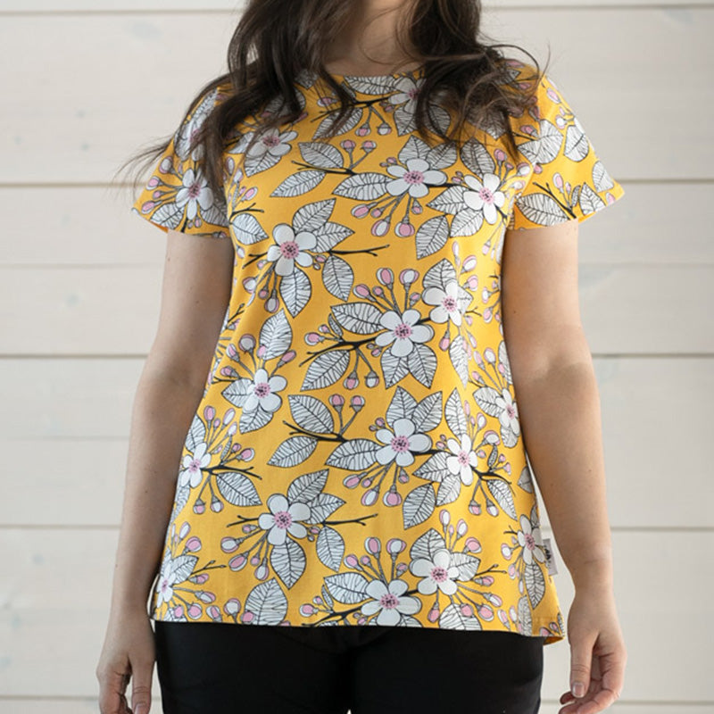 PaaPii Ladies Apple Garden Vuono Shirt - Sun Yellow - Short Sleeve